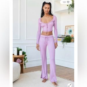 Urban Outfitters Out From Under Sweet Dreams Flare Lounge Ribbed Pants and top